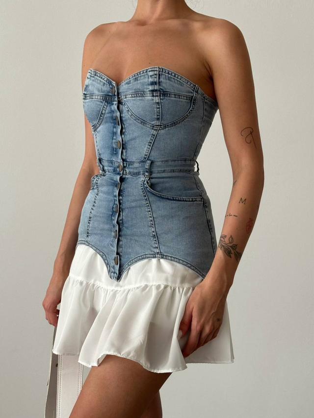 Платье мини комбинированное джинсовое