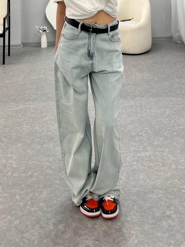 Женские широкие джинсы со светлой стиркой – Cool Mint