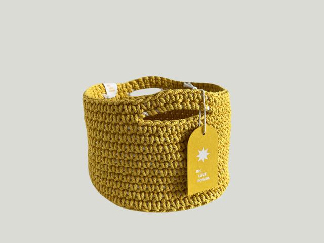 КОРЗИНА С РУЧКАМИ ИЗ ХЛОПКА VILLAGE YELLOW BASKET, 16х23см