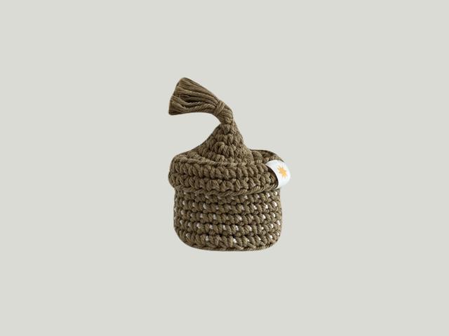 КОРЗИНА С КРЫШКОЙ ИЗ ХЛОПКА MAROCCO OLIVE BASKET, 12х12см